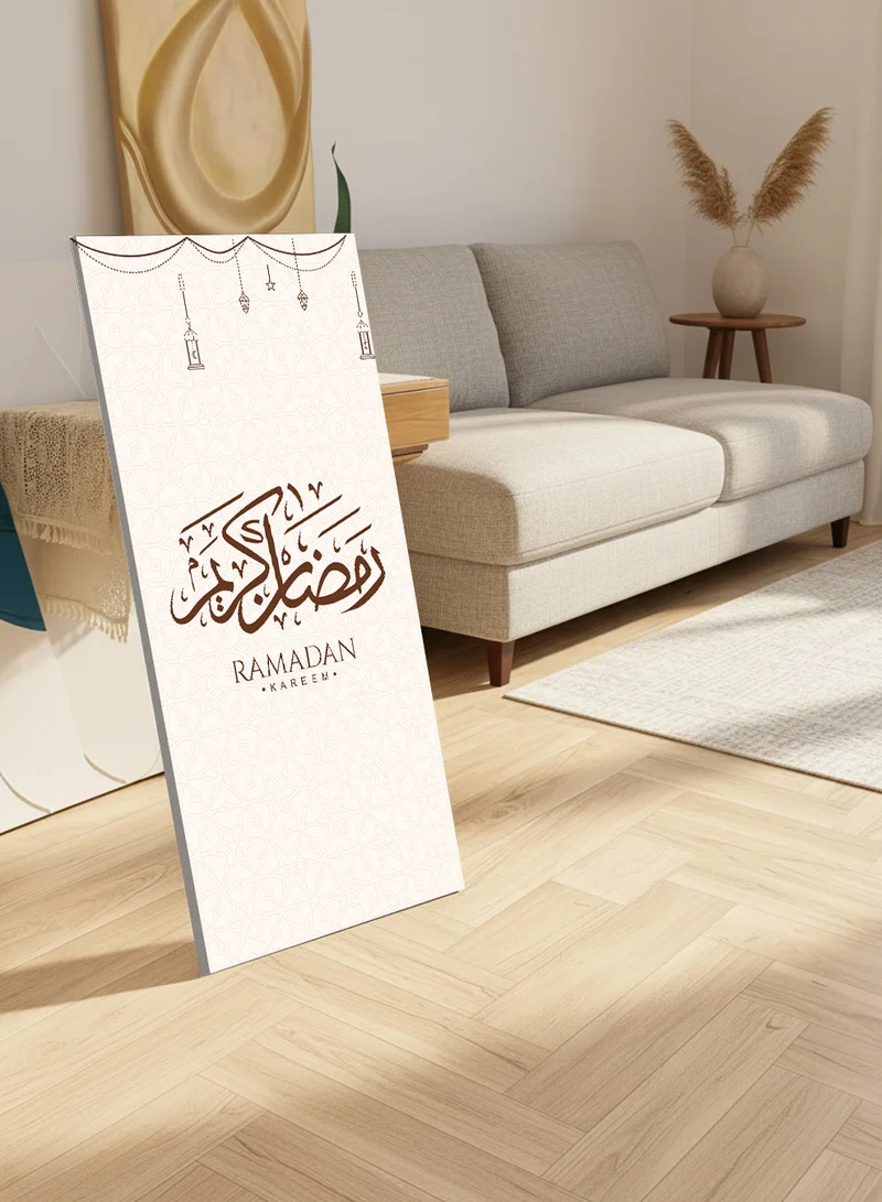 لوحة لوحة كانفاس على إطار خشبي مع حامل خلفي بتصميم رمضان كريم